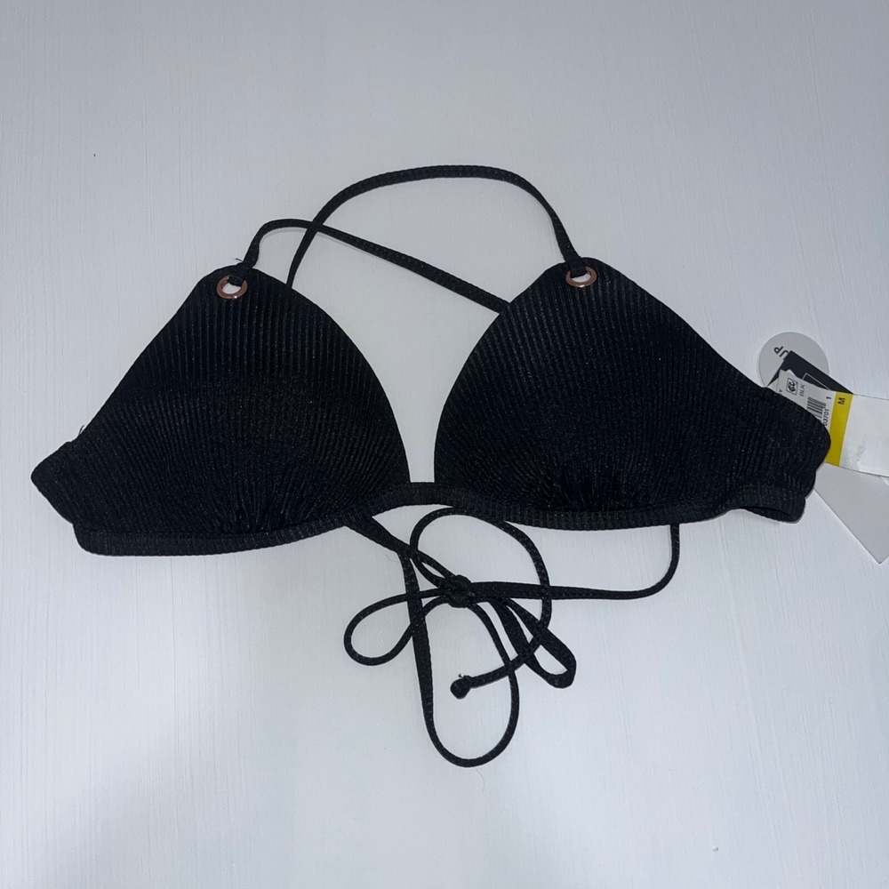 Hula Honey Women's Black‎ Tie Bikini Top Medium NWT